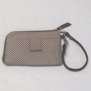 thirty-one Brown Polka Dot Wristlet Faux Leather Handle